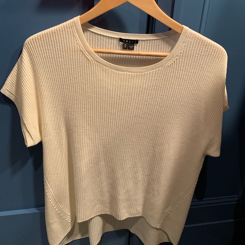 Women’s shell by Theory, 100 percent Merino wool.